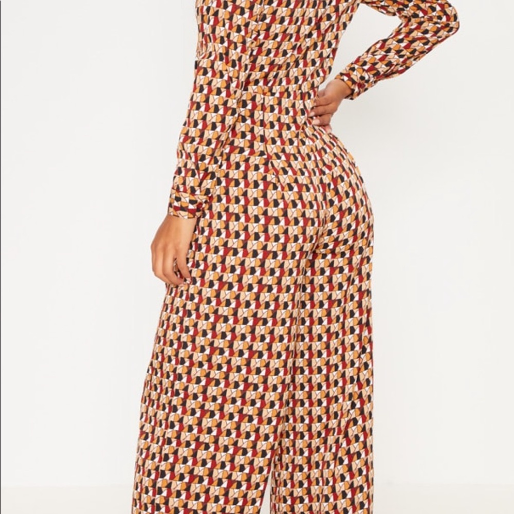 Rust Geometric Wide leg Jumpsuit - Picture 3 of 3